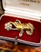 A very fine 15ct Yellow Gold Chester Hallmarked  Diamond & Natural Pearl Hand Brooch. Circa 1835 - 1900 - image 1