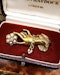 A very fine 15ct Yellow Gold Chester Hallmarked  Diamond & Natural Pearl Hand Brooch. Circa 1835 - 1900 - image 3