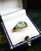 A very fine 15 ct  Yellow Gold (tested) Antique Emerald (3) and Diamond Ring, Circa 1860 - image 2