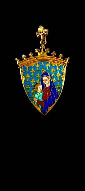 Quality French enamel plique a jour enamel and diamond pendant SKU: 7857 DBGEMS.COM