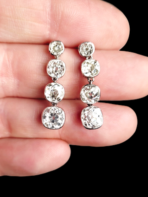 Chunky old mine cut diamond drop earrings SKU: 7865