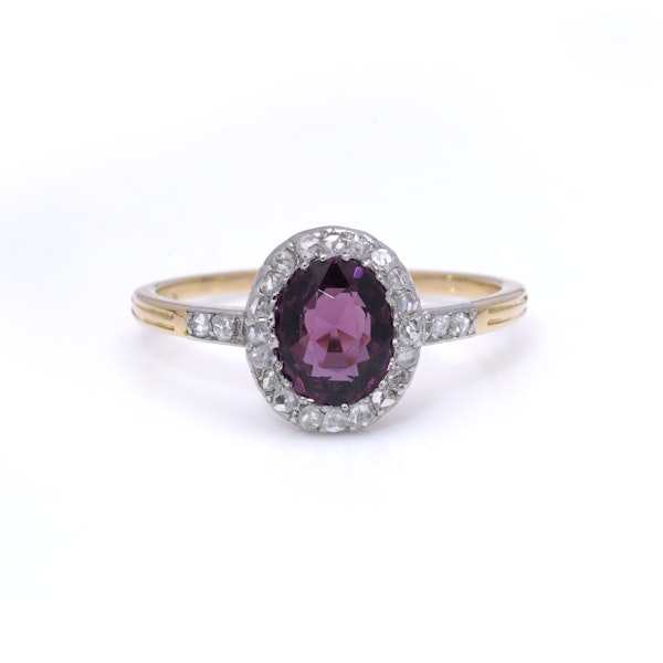 18kt  Gold and Platinum Diamond Cluster Ring with NATURAL SPINEL - image 3