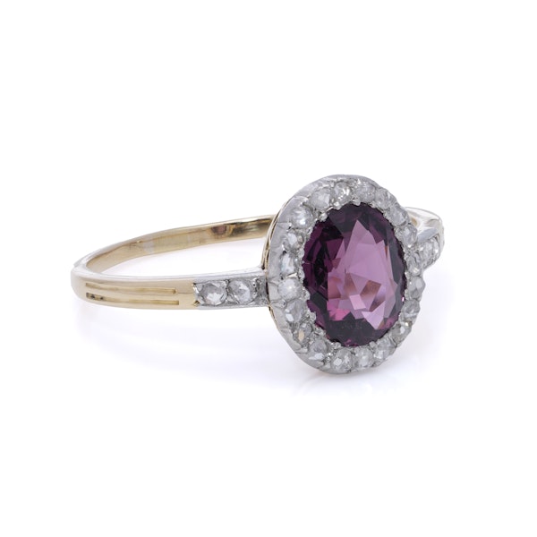 18kt  Gold and Platinum Diamond Cluster Ring with NATURAL SPINEL - image 2