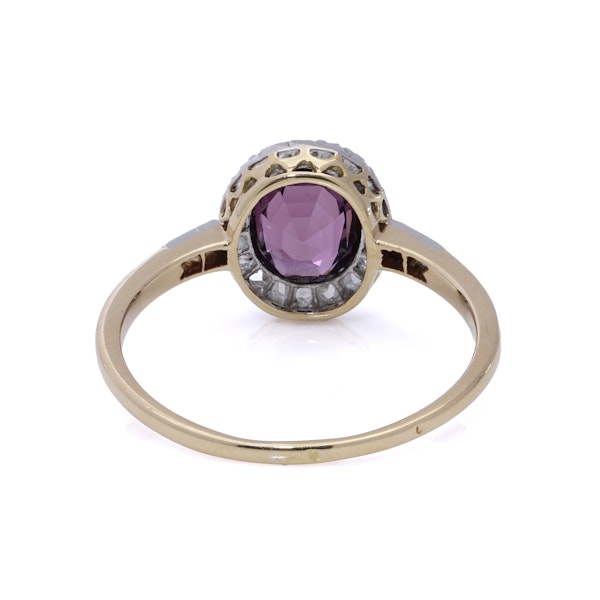 18kt  Gold and Platinum Diamond Cluster Ring with NATURAL SPINEL - image 4