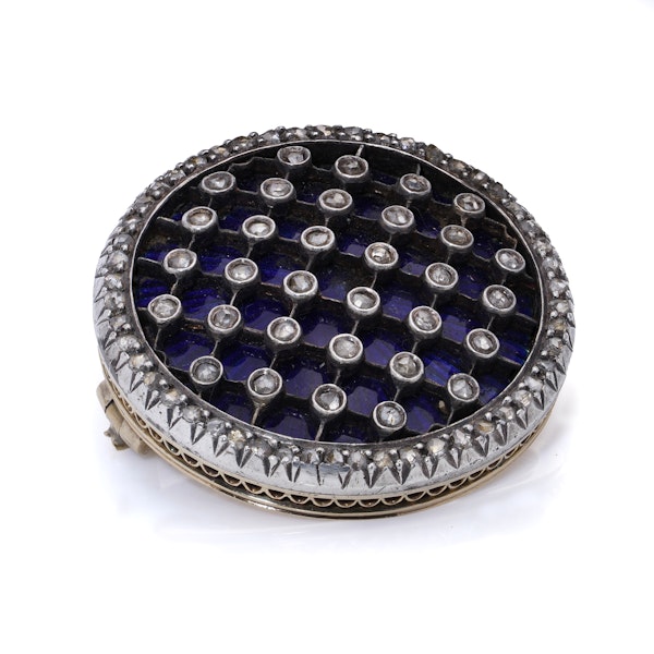 Brooch Victorian 18kt gold and silver enamel diamond brooch - image 5