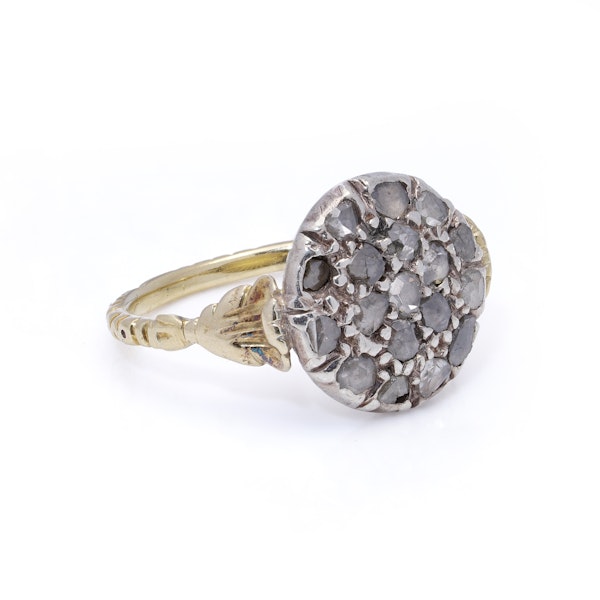 Victorian 15kt Gold and Silver  Diamond Cluster Ring - image 5