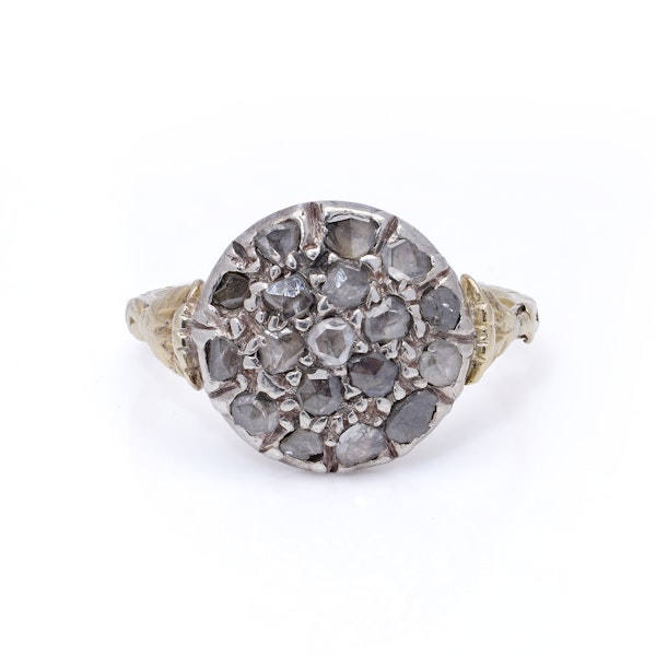 Victorian 15kt Gold and Silver  Diamond Cluster Ring - image 2