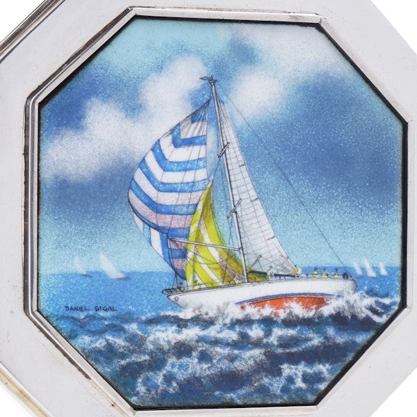 Schroth Jewelers silver and enamel octagonal box - image 4