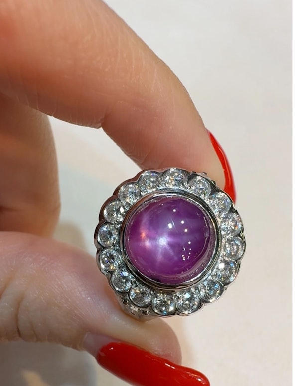 Exquisite 5.71ct unheated Burmese Cabochon star ruby & diamond cluster ring - image 1