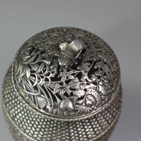 Japanese silver metal censer, Taisho-Showa - image 3