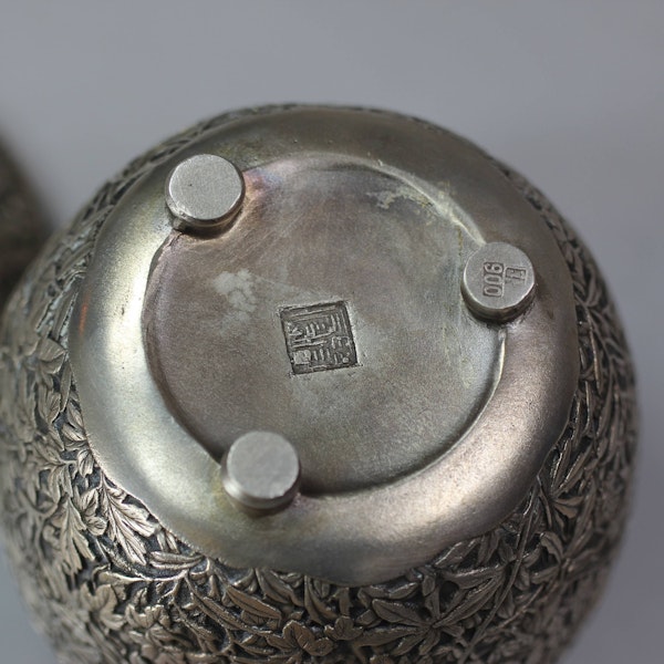 Japanese silver metal censer, Taisho-Showa - image 5