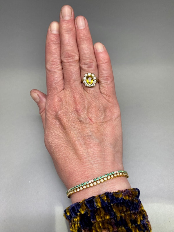 Yellow Sapphire Diamond Cluster Ring in 18ct Gold date circa 1950, SHAPIRO & Co since1979 - image 6