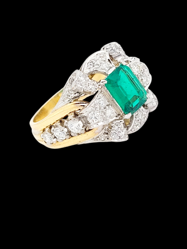 Antique fine emerald and diamond engagement ring SKU: 7879 DBGEMS - image 5