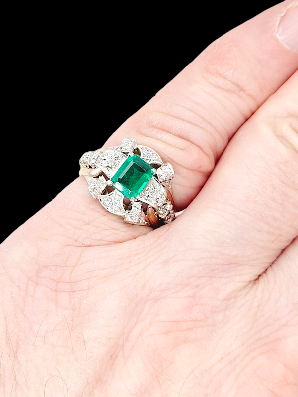 Antique fine emerald and diamond engagement ring SKU: 7879 DBGEMS - image 2