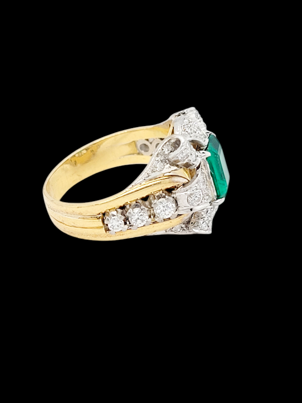 Antique fine emerald and diamond engagement ring SKU: 7879 DBGEMS - image 4