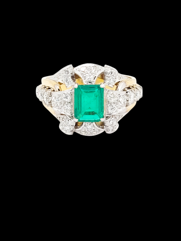 Antique fine emerald and diamond engagement ring SKU: 7879 DBGEMS - image 1