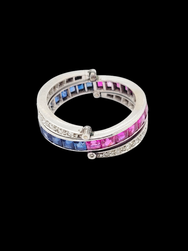 Art deco flip sapphire, ruby, and diamond eternity ring SKU: 7882 DBGEMS - image 1