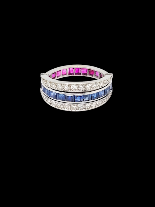 Art deco flip sapphire, ruby, and diamond eternity ring SKU: 7882 DBGEMS - image 5