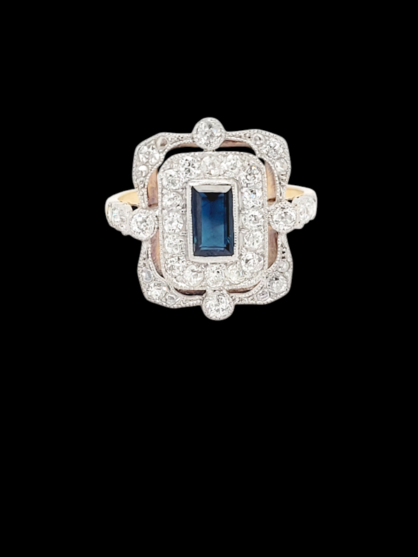 Edwardian sapphire and diamond panel cluster ring SKU: 7883 DBGEMS - image 1