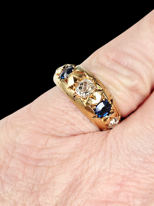 Antique sapphire and diamond Gypsy set ring SKU: 7889 DBGEMS - image 2