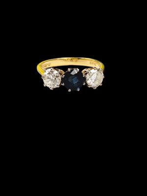 Sapphire and diamond trilogy ring SKU: 7890 DBGEMS