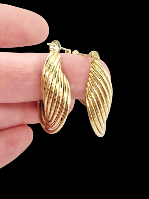 Stylish vintage gold multi strand twist hoop earrings SKU: 7895 DBGEMS - image 2