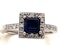 Deco style rectangular diamond and sapphire  cluster ring - image 1