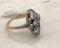 Edwardian lozenge shape 3 stone diamond ring with diamond shoulders - image 2