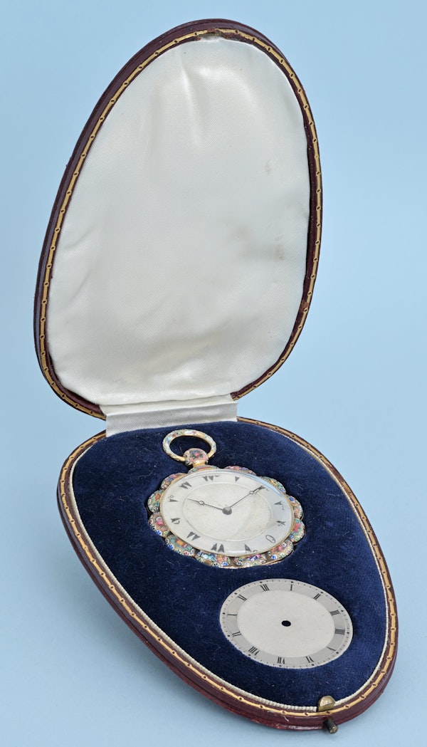 Turkish Market Gold & Enamel Watch with Two Dials - image 3