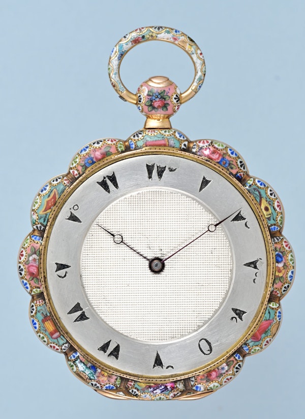 Turkish Market Gold & Enamel Watch with Two Dials - image 4