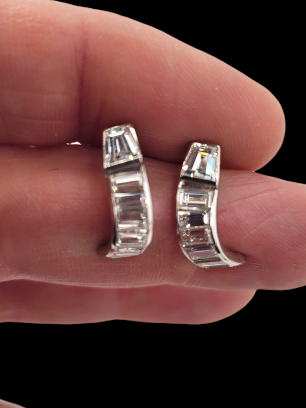 Vintage Tiffany baguette diamond hoop earrings SKU: 7901 DBGEMS - image 2