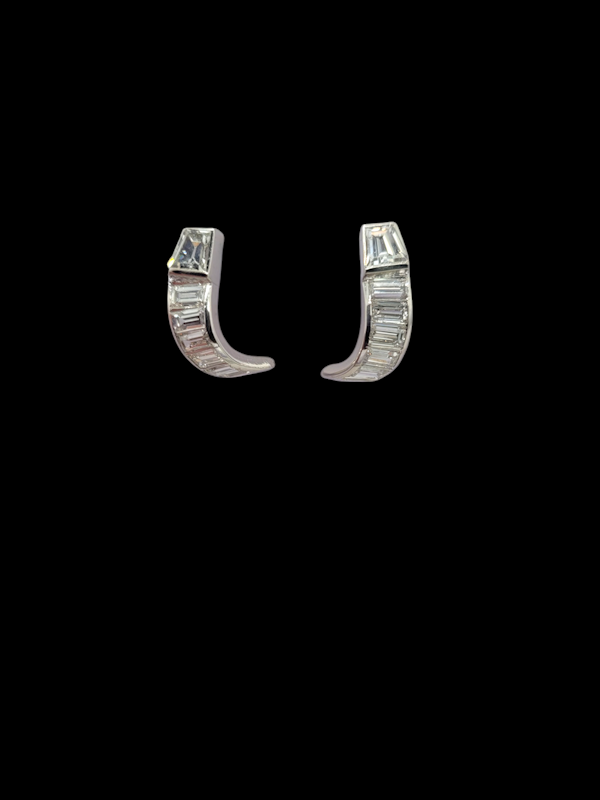 Vintage Tiffany baguette diamond hoop earrings SKU: 7901 DBGEMS - image 1