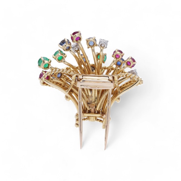 Cartier Vintage Flower Basket Brooch with gemstones - image 3