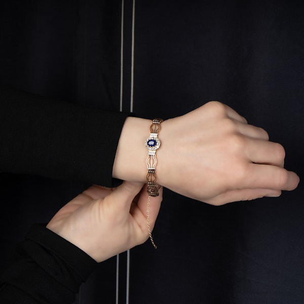 Victorian 9kt Rose Gold Sapphire and Diamond Bracelet - image 2