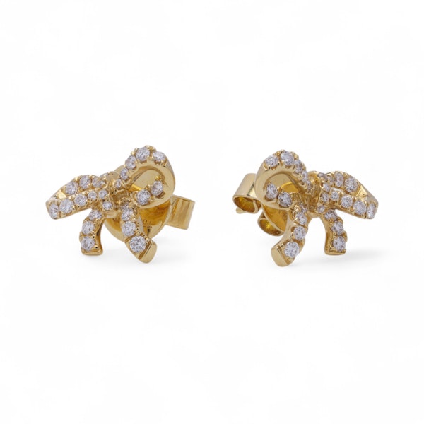 Mimi 18kt Gold Diamond Bow Earrings - image 3