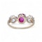 Victorian 18kt Gold Ruby and Diamond Three-Stone Ring - image 4