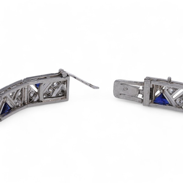 Boucheron Art Deco Platinum Diamond and Sapphire Bracelet - image 3