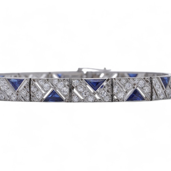 Boucheron Art Deco Platinum Diamond and Sapphire Bracelet - image 2