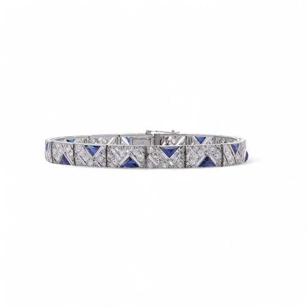 Boucheron Art Deco Platinum Diamond and Sapphire Bracelet - image 7