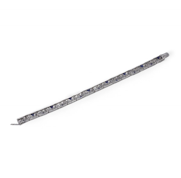 Boucheron Art Deco Platinum Diamond and Sapphire Bracelet - image 6