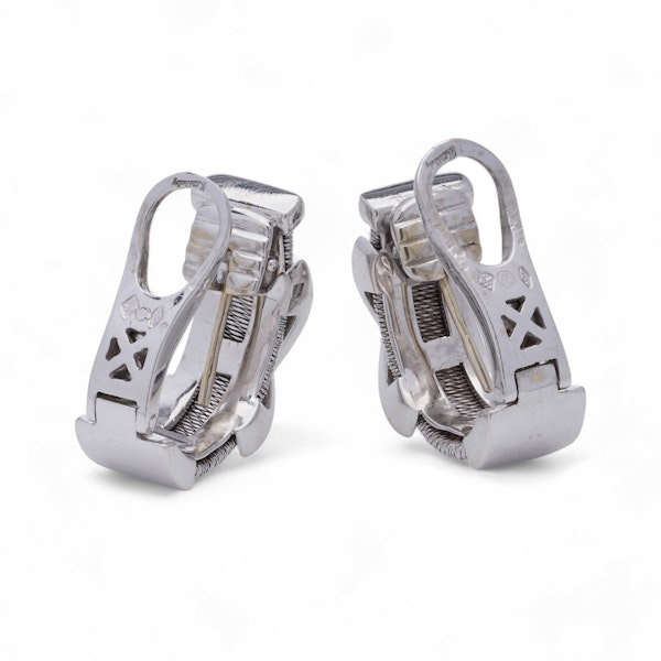 Kutchinsky 18kt White Gold Diamond Clip-On Earrings - image 3