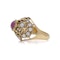 Antique 20K Gold Opal Ring with Centre Red Stone - image 4