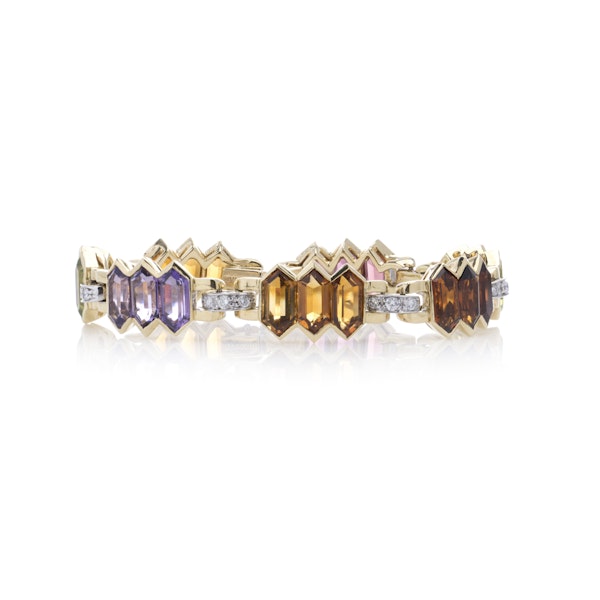 Bulgari 18K Gold Ladies’ Bracelet with Multicoloured Gemstones and Diamonds - image 8