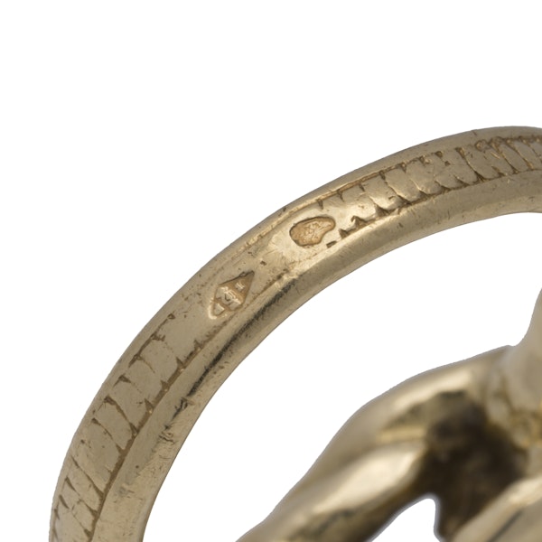 Antique French 18K Gold Ring Depicting a Man and Woman Embracing - image 5