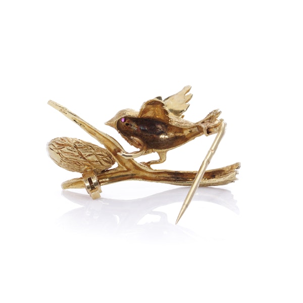 Antique French 18kt Gold Bird Brooch - image 4