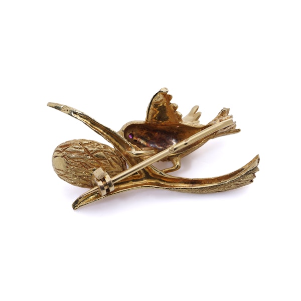 Antique French 18kt Gold Bird Brooch - image 3