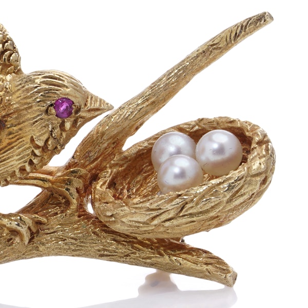 Antique French 18kt Gold Bird Brooch - image 2