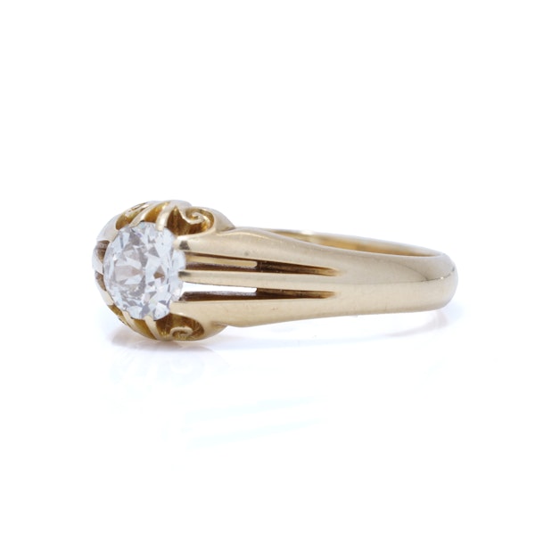 18kt Gold English Gypsy Diamond Ring - image 5