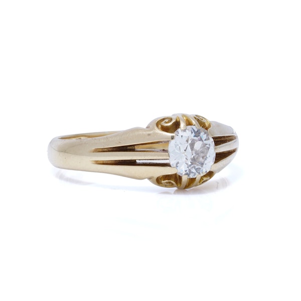 18kt Gold English Gypsy Diamond Ring - image 6