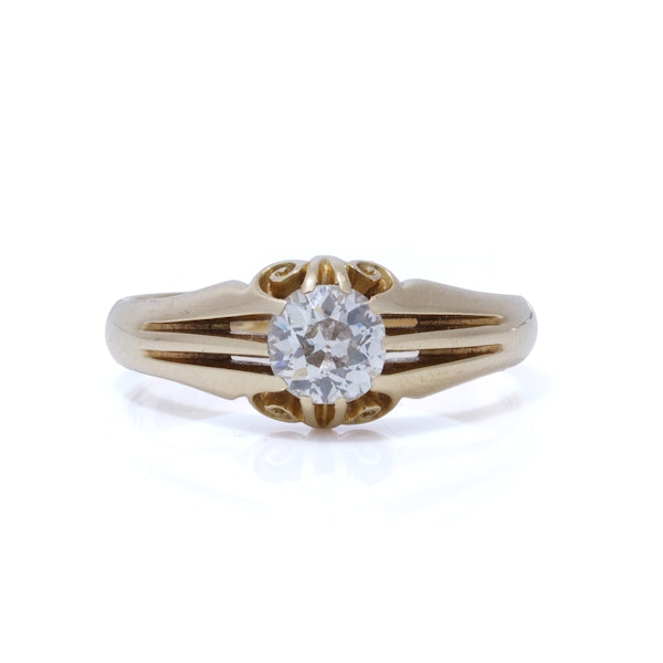 18kt Gold English Gypsy Diamond Ring - image 2